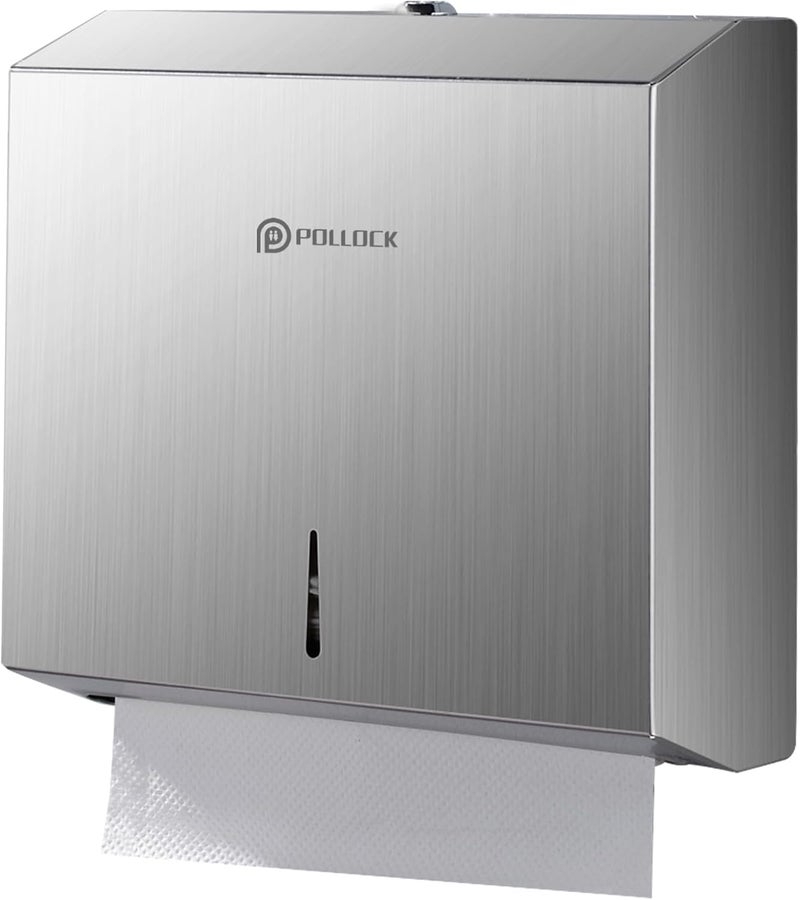 pollock Commercial PaperTowel Holder Dispenser Wall Mount,Stainless Steel Bathroom Paper Towel Holder,Toilet Paper Napkin Holder,C Fold Multifold Trifold Paper Towel Dispenser,Hand Towel Dispenser - Image 1